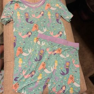 Little Sleepies Mermaid Print Kids Pajamas - Teal and Purple